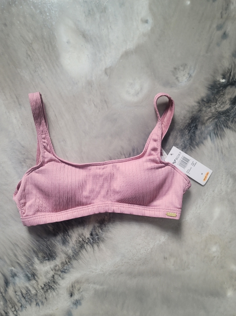 Roxy Blush Ribbed Scoop Bikini Top